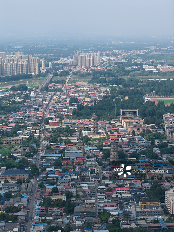 航拍河北涿州双塔图片素材