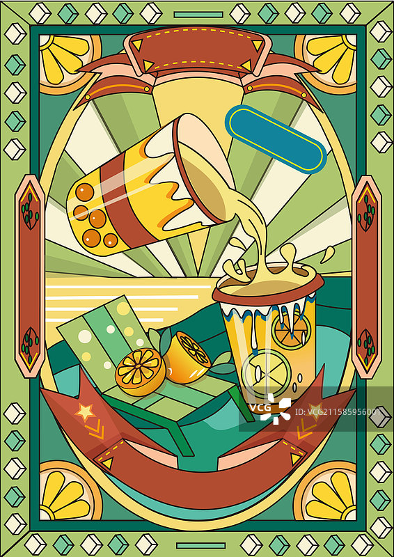 复古港风茶味包装插画图片素材