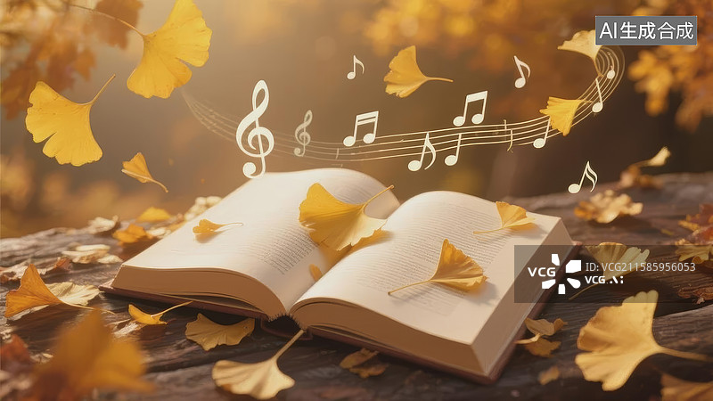 【AI数字艺术】秋日书页乐章图片素材