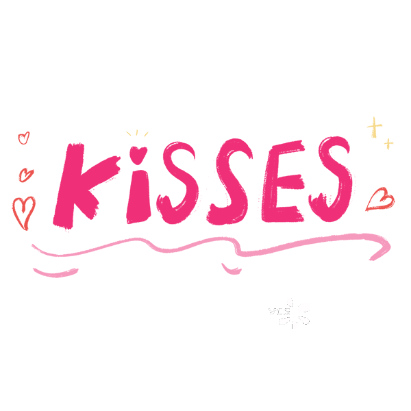 手绘风浪漫亲吻主题文字图案图片素材