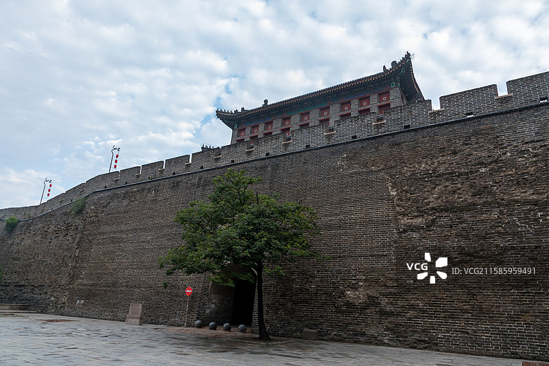 河北省秦皇岛市，山海关古城，望洋楼，城墙，明代长城，第一批全国重点文物保护单位图片素材