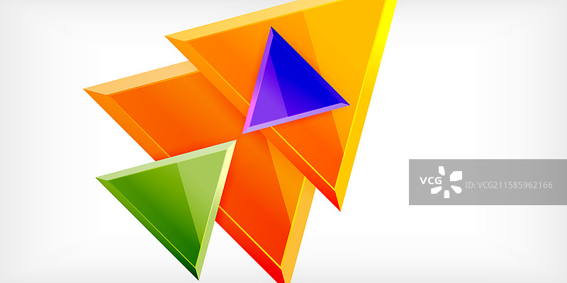 抽象背景 - 彩色三角形与3D效果图片素材