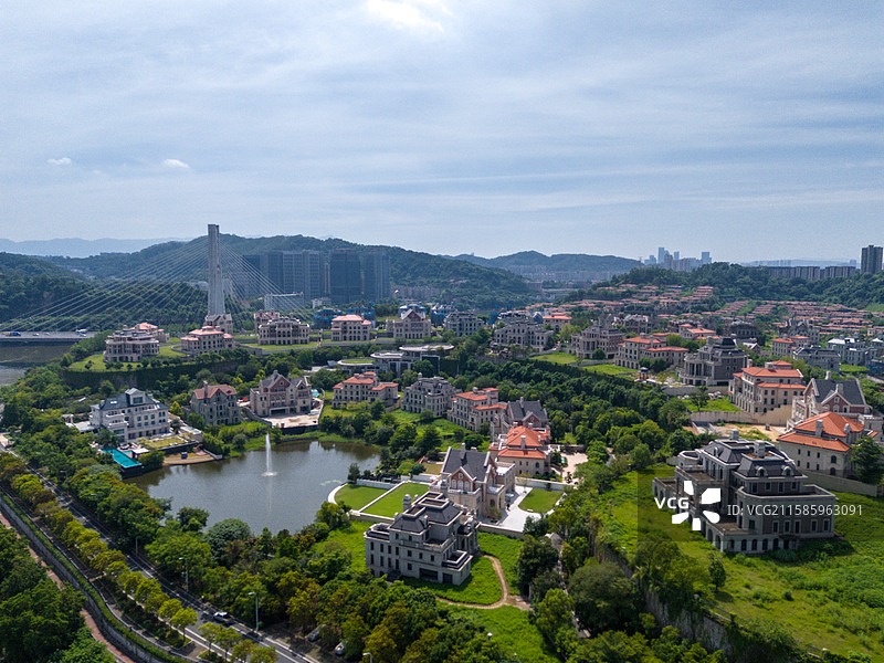 福建福州闽侯县城市中的欧式建筑群图片素材