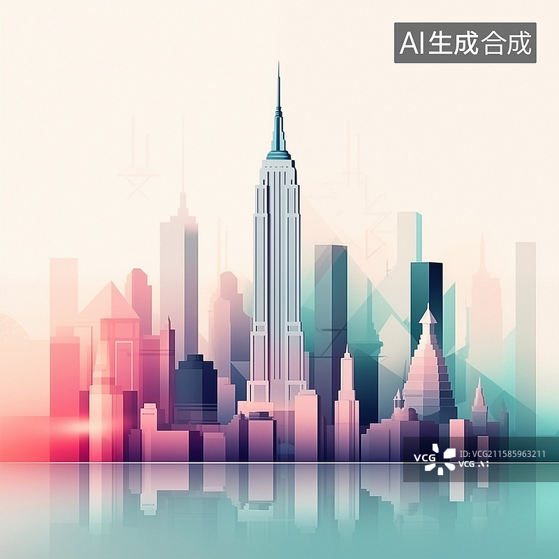 【AI数字艺术】纽约市多彩的剪纸风格图片素材