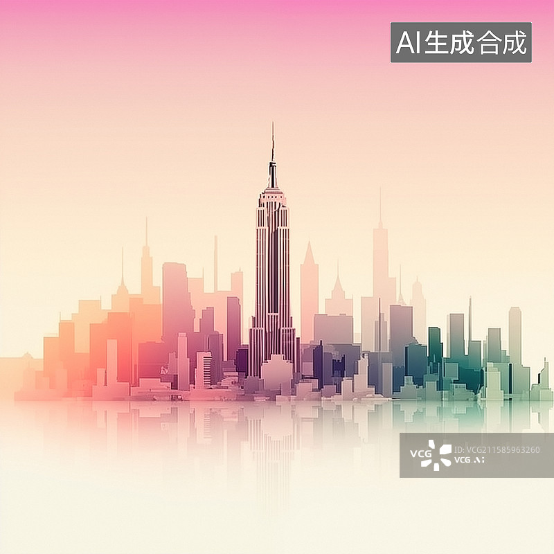 【AI数字艺术】纽约市多彩的剪纸风格图片素材