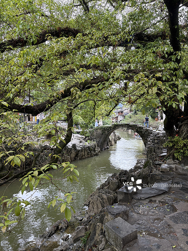 黄姚古镇带龙桥，小桥流水人家图片素材