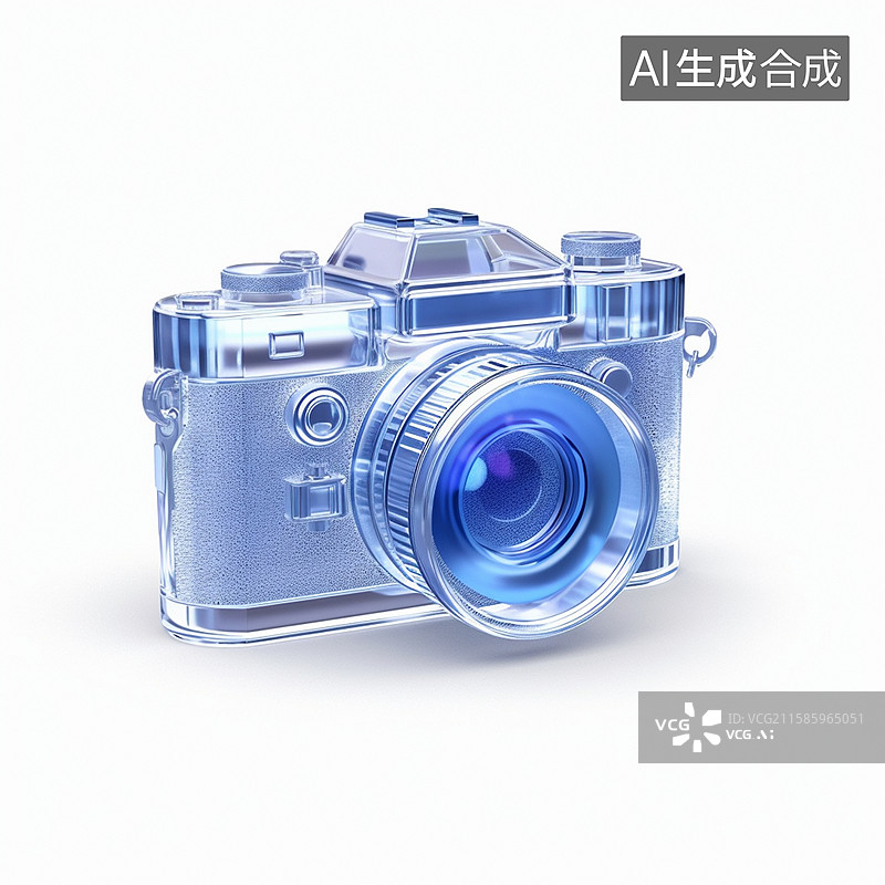 【AI数字艺术】蓝色单反相机3D模型图片素材