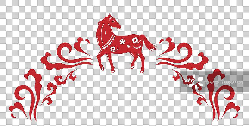 马年花纹花边剪影祥云素材图片素材