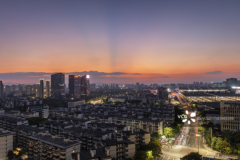 宁波现代城市建筑夜景风光图片素材