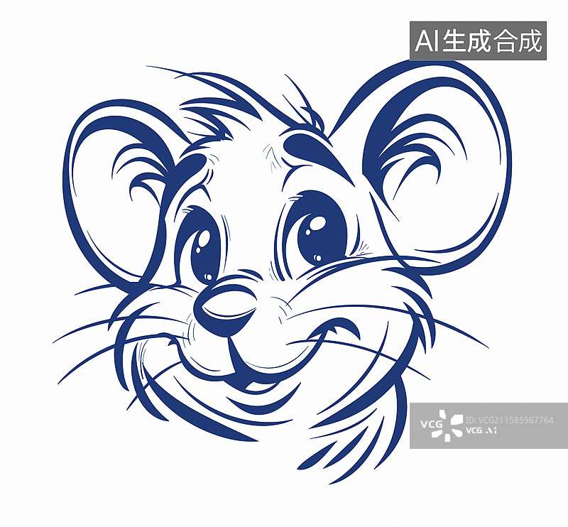 【AI数字艺术】老鼠头像，用于数字和印刷，贴纸，徽标，图标，简单图片素材