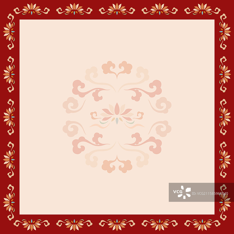 红色莲花纹正方形背景设计模板图片素材