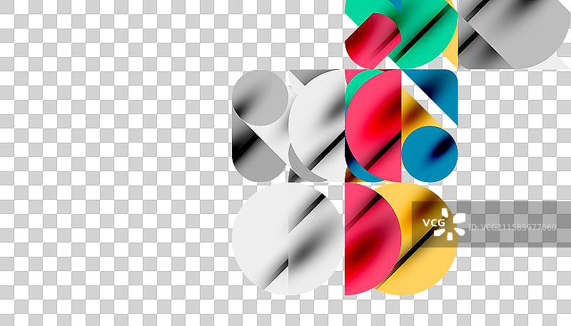 彩色美丽的圆形、半圆形和方形图片素材
