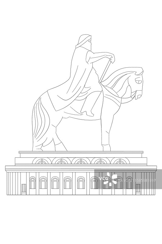 内蒙古呼和浩特成吉思汗国家公园线稿图片素材