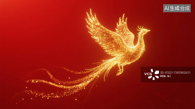 【AI数字艺术】凤凰展翅插画图片素材
