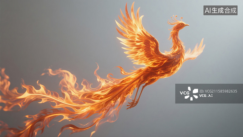 【AI数字艺术】凤凰展翅插画图片素材