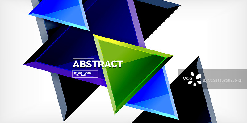 抽象背景 - 彩色三角形与3D效果图片素材