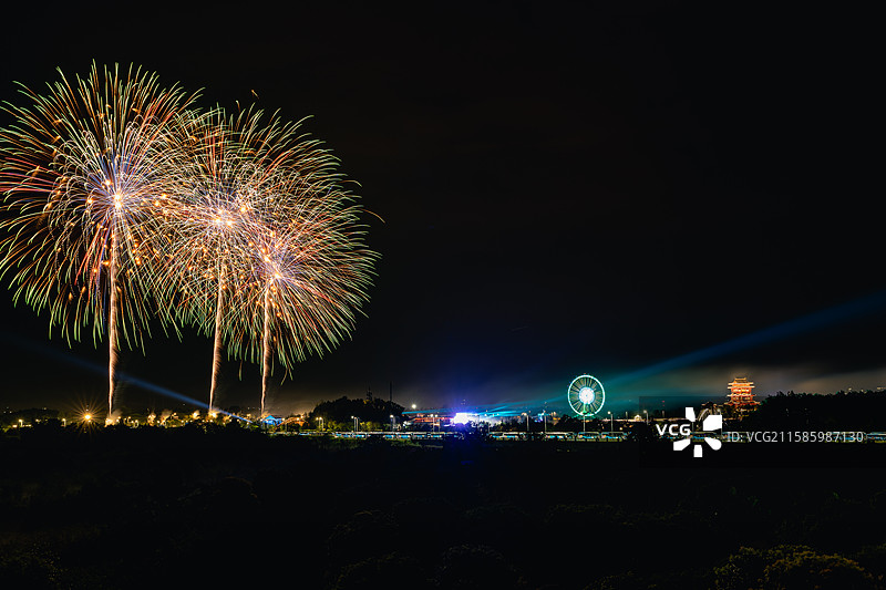 世博园大运会闭幕式烟花图片素材