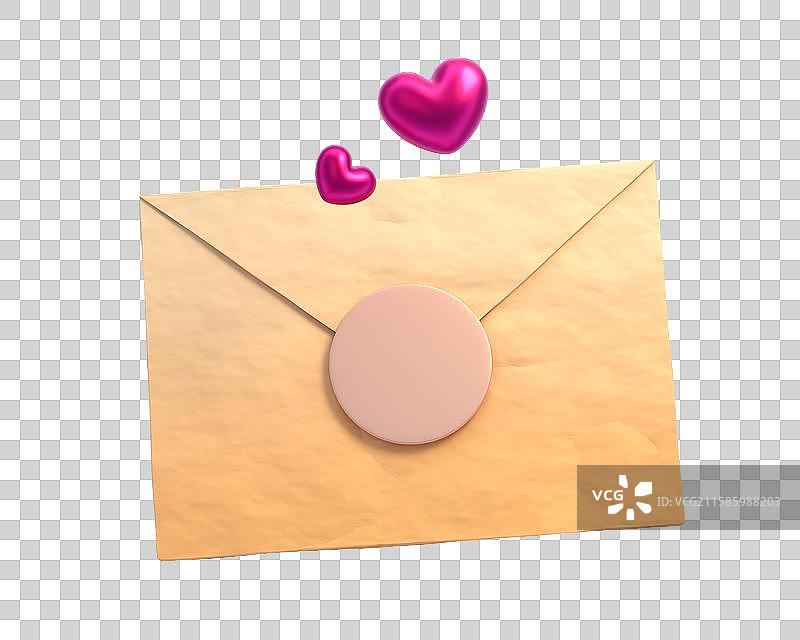 卡通风格情书信函信件信封3D渲染元素图片素材