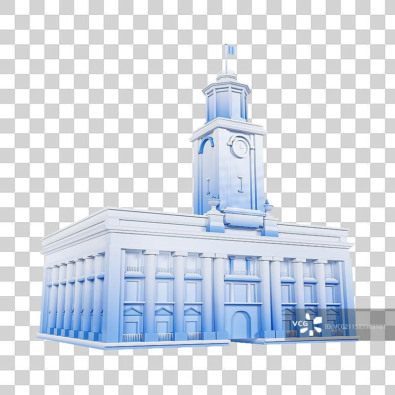 3D立体武汉城市地标建筑武汉江汉关大楼图片素材