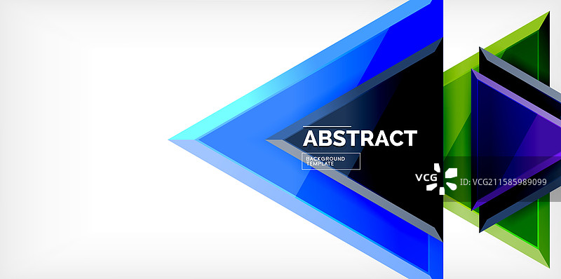 抽象背景 - 彩色三角形与3D效果图片素材