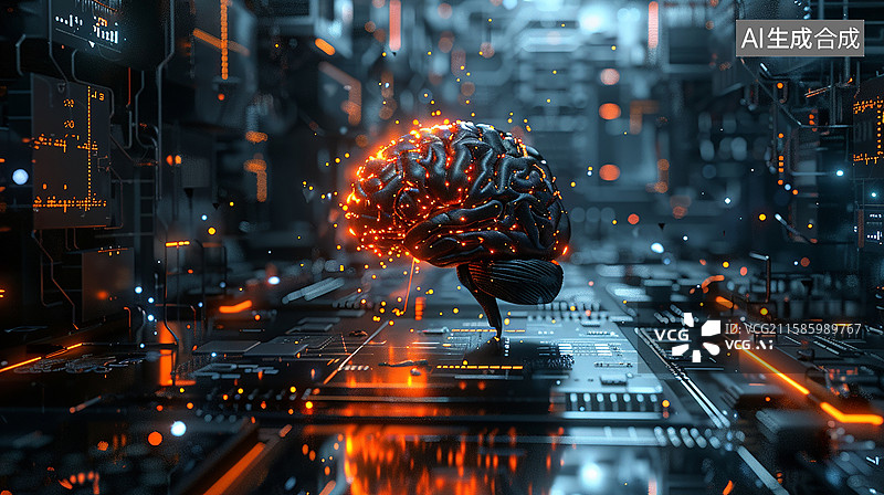 【AI数字艺术】科技感十足的智能大脑图片素材
