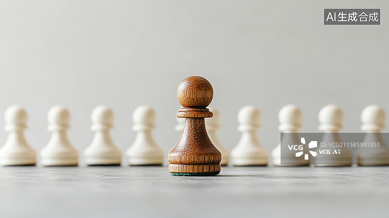 【AI数字艺术】棋子的领导力，一马当先的领导之路图片素材