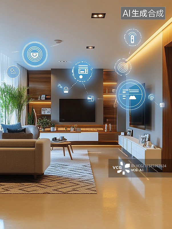 【AI数字艺术】科技感十足的现代客厅图片素材