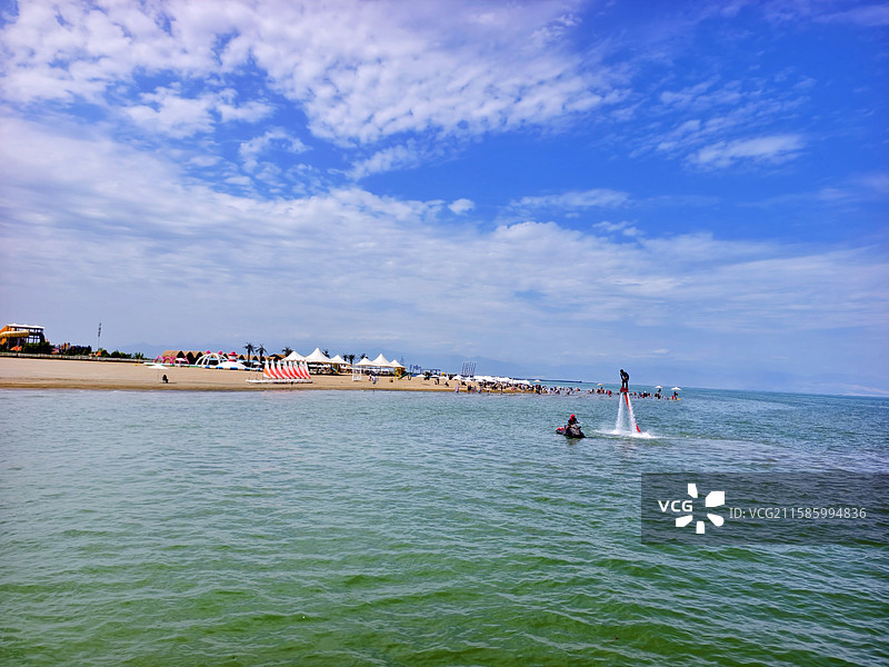 新疆巴音郭楞博湖县博斯腾湖大河口景区夏天风光图片素材
