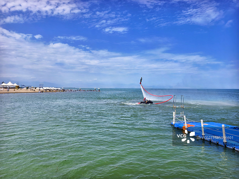 新疆巴音郭楞博湖县博斯腾湖大河口景区夏天风光图片素材