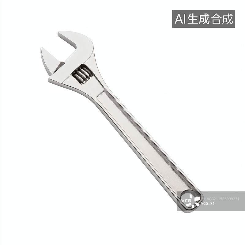 【AI数字艺术】银色可调节扳手特写图片素材