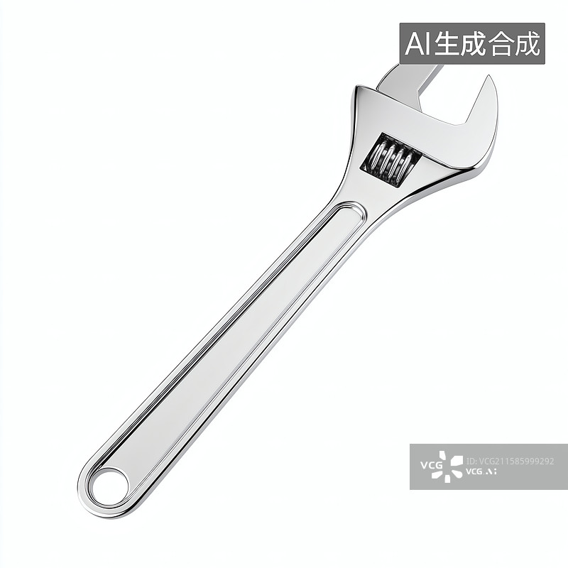 【AI数字艺术】银色可调节扳手特写图片素材