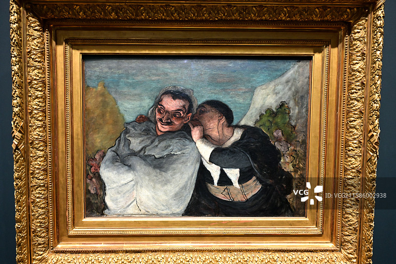 《克里斯潘和斯卡潘》，奥诺雷．杜米埃，约1864年，布面油画，巴黎奥赛博物馆的艺术瑰宝，浦东美术馆图片素材