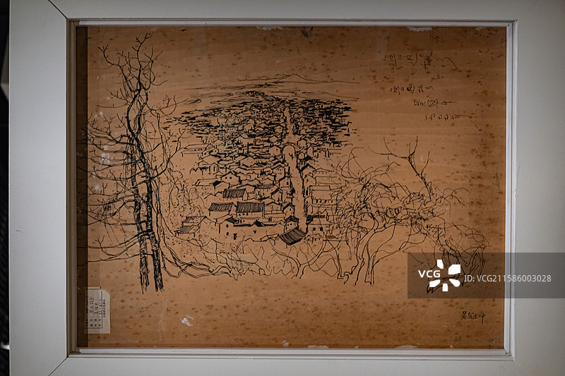 中国美术馆藏油画吴冠中《绍兴河滨》图片素材