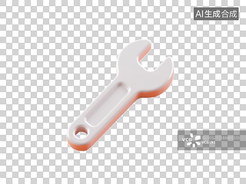 【AI数字艺术】3D渲染的橙色背景扳手立体图标插画图片素材