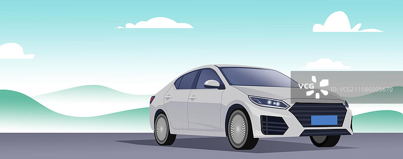 加油站新能源小汽车轿车车辆运输行驶开车柴油汽油燃油机器插画图片素材