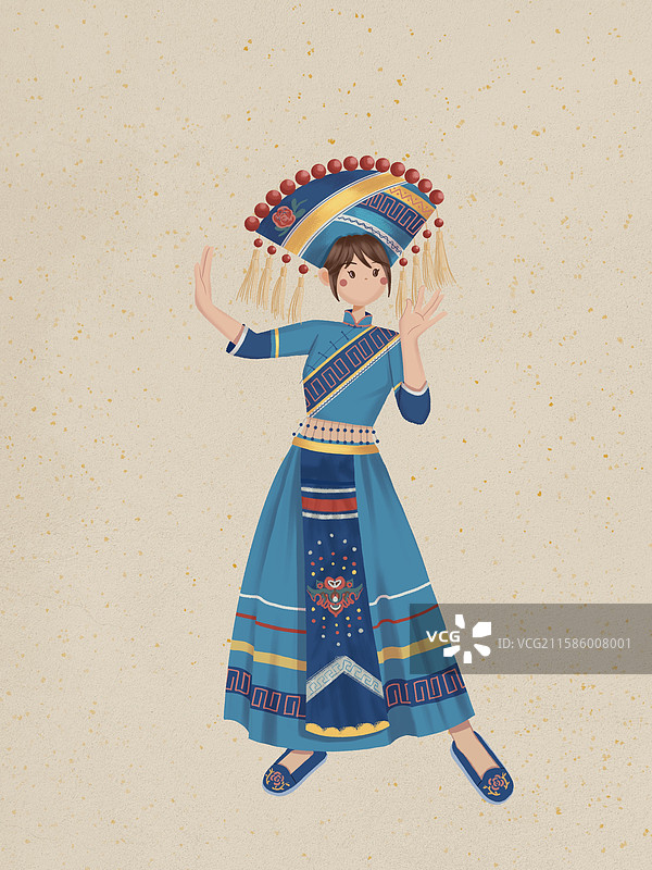 壮族女孩插画图片素材