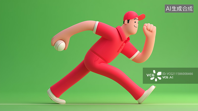 【AI数字艺术】3D卡通运动棒球投球人物图片素材