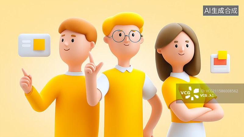 【AI数字艺术】3D团队创意交流场景图片素材