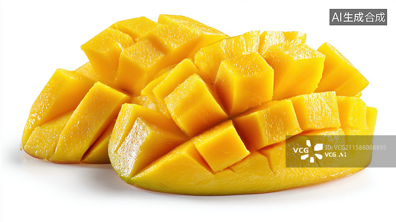 【AI数字艺术】切块芒果的特写展示图片素材
