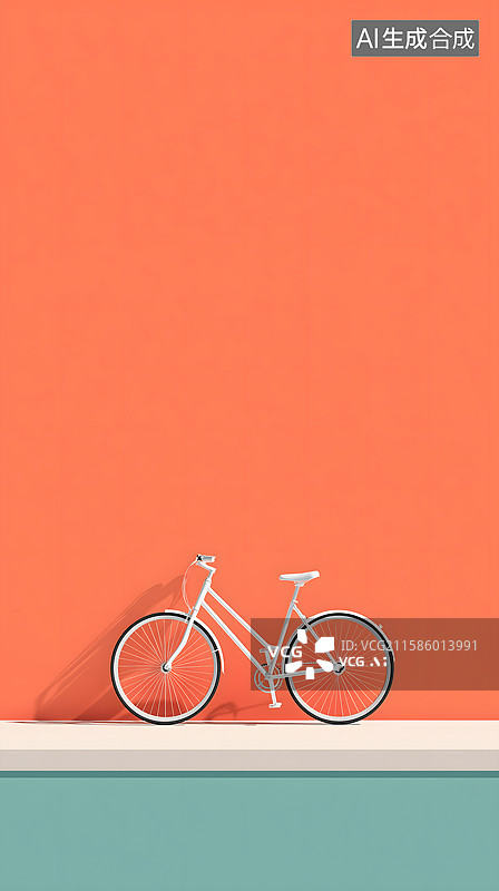 【AI数字艺术】橙底蓝白单车图片素材