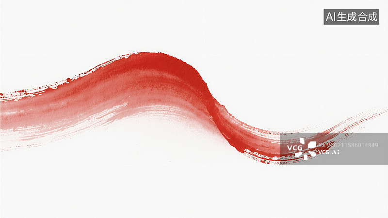 【AI数字艺术】红色水彩笔触在白色背景上形成波浪状图案图片素材