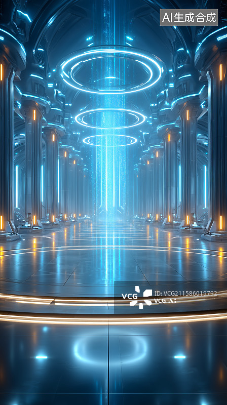 【AI数字艺术】未来科技舞台灯光效果图片素材