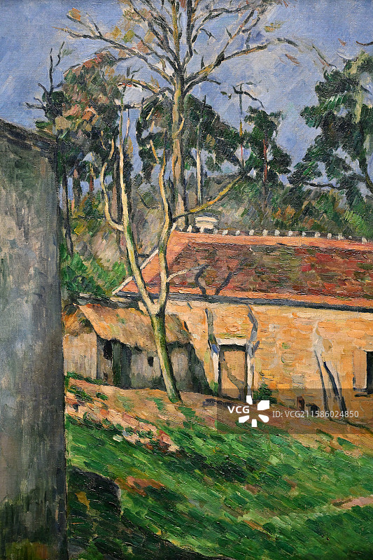 《农家庭院》，保罗•塞尚，约1879年，布面油面，巴黎奥赛博物馆的艺术瑰宝，浦东美术馆图片素材