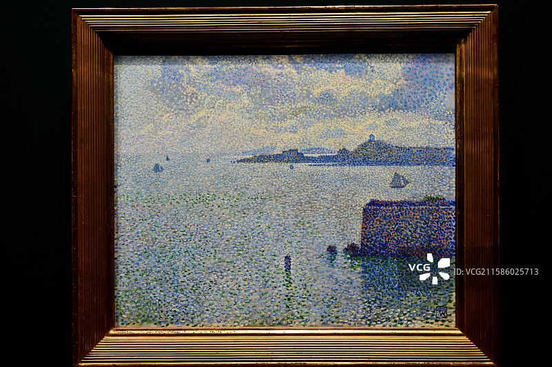 《罗斯科夫港口》西奥•范 •里斯尔伯格 1889年 布面油画，巴黎奥赛博物馆的艺术瑰宝，浦东美术馆图片素材