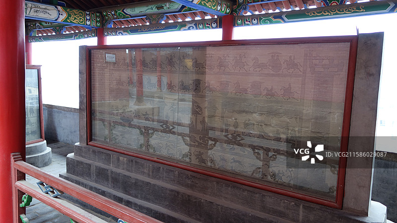 陕西省陕北榆林市米脂县盘龙山李自成行宫：东汉画像石图片素材