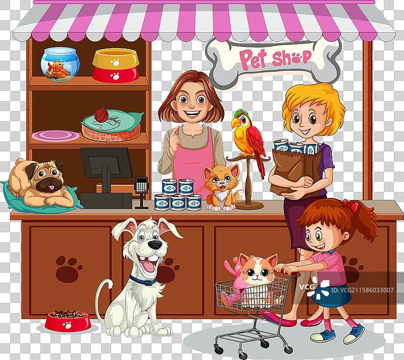 人们和宠物在宠物店互动图片素材