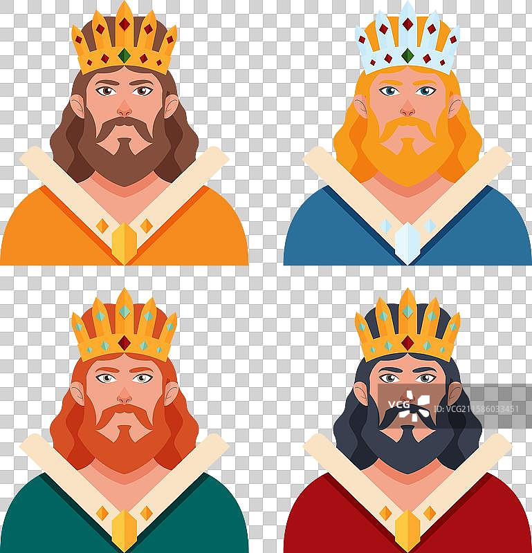 四位戴着王冠的国王图片素材