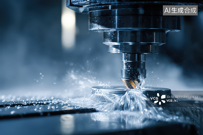 【AI数字艺术】工业铣床精密加工金属零件图片素材