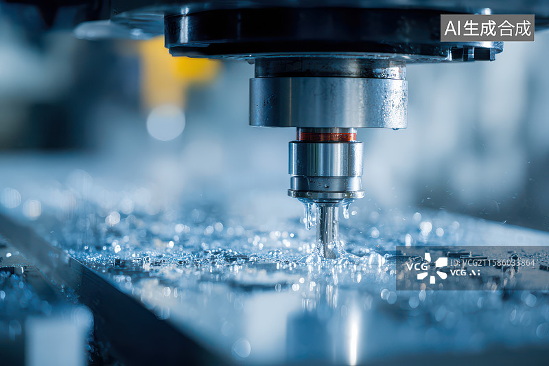 【AI数字艺术】工业铣床精密加工金属零件图片素材