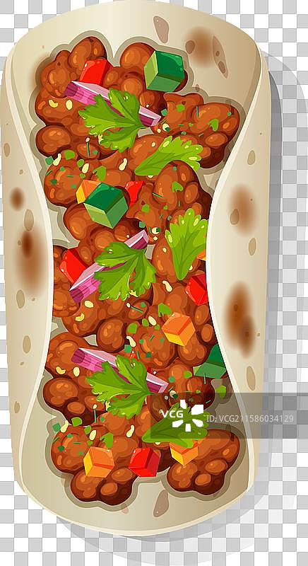 色彩缤纷的豆类和蔬菜卷饼图片素材